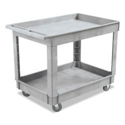 Boardwalk Two-Shelf Utility Cart, Plastic, 2 Shelves, 300 lb Capacity, 24 in x 40 in x 31.5 in, Gray