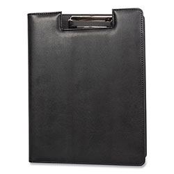 Bond Street Faux-Leather Padfolio, Notched Front Cover with Clipboard Fastener, 9 x 12 Pad, 9.75 x 12.5, Black