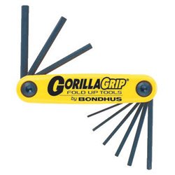 Bondhus GorillaGrip Fold-Ups, 9 per fold-up, Hex Tip, Inch, 0.05-3/16 in