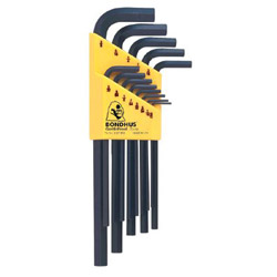 Bondhus Hex L-Wrench Key Sets, 13 per holder, Hex Tip, Inch