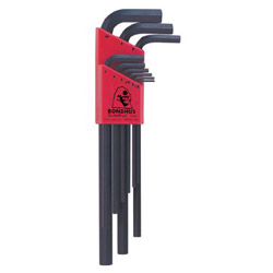 Bondhus Hex L-Wrench Key Sets, 9 per holder, Hex Tip, Metric
