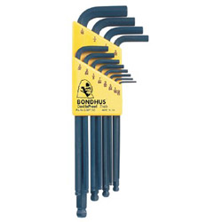 Bondhus Balldriver L-Wrench Key Sets, 12 per pack, Hex Ball Tip, Inch