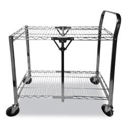 Bostitch® Stowaway Folding Carts, 2 Shelves, 35w x 37.25d x 22h, Black, 250 lb Capacity