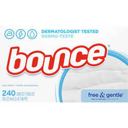 Bounce Free & Gentle Dryer Sheets - Sheet - 6.04 in x 9 in, 240 / Box - White