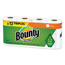 Bounty Kitchen Roll Paper Towels, 2-Ply, White, 10.5 x 11, 87 Sheets/Roll, 4 Triple Rolls/Pack, 6 Packs/Carton