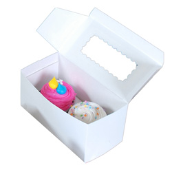 BOXit White 2 Cupcake Box, 8 in x 4 in x 4 in