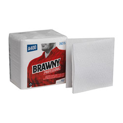 Brawny Professional® A400 Disposable Cleaning Towel, ¼-Fold, White, 50 Towels/Pack, 16 Packs/Case, Towel (WxL) 13 in x 13 in