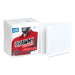 Brawny® Professional Cleaning Towels, 1-Ply, 12 x 13, White, 50/Pack, 12 Packs/Carton