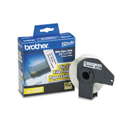 Brother Die-Cut File Folder Labels, 0.66 in x 3.4 in, White, 300/Roll