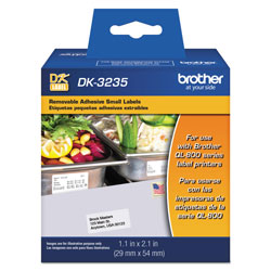 Brother Die-Cut Removable Paper Labels, 1.1 in x 2.1 in, White, 800/Roll