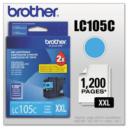 Brother LC105C Innobella Super High-Yield Ink, 1200 Page-Yield, Cyan