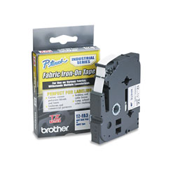 Brother TZ Industrial Series Fabric Iron-On Tape, 0.47 in x 9.8 ft, Navy on White