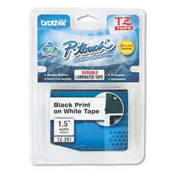 Brother TZe Standard Adhesive Laminated Labeling Tape, 1.4 in x 26.2 ft, Black on White