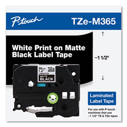 Brother TZe Standard Adhesive Laminated Labeling Tape, 1.4 in x 26.2 ft, White on Matte Black