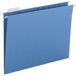 Business Source 1/5 Tab Cut Letter Recycled Hanging Folder, 8 1/2 in x 11 in, Blue, 25/Box