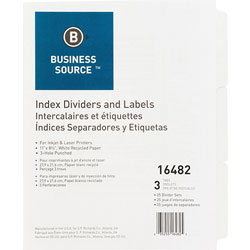 Business Source 3-Tab Indexed Sheet Dividers, White
