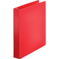 Business Source 35% Recycled Round Ring Binder, 1 1/2 in Capacity, Red