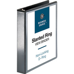 Business Source 39% Recycled D-Ring Binder, 1 1/2 in Capacity, Black