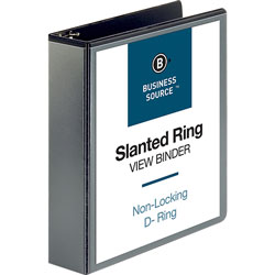 Business Source 39% Recycled D-Ring Binder, 2 in Capacity, Black