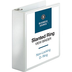 Business Source 39% Recycled D-Ring Presentation Binder, 3 in Capacity, White