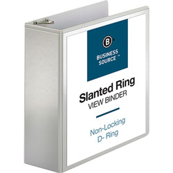 Business Source 39% Recycled D-Ring Presentation Binder, 4 in Capacity, White