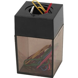 Business Source Dispenser f/Paper Clips, Magnetic, 2 inx3 in, Smoke/Black