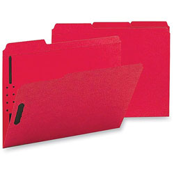 Business Source Fastener Folders, w/2-Ply Tab, 1/3 AST Tab, Ltr, 50/BX, Red