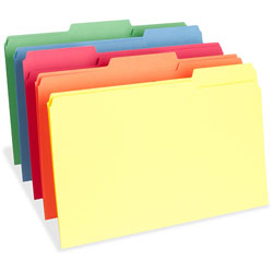 Business Source File Folders, Legal, 11PT, 1/3 in Cut, 100/BX, Assorted