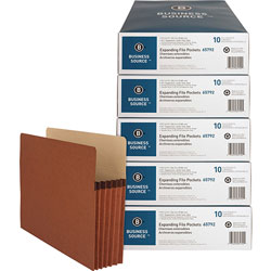 Business Source File Pockets, 5-1/4 in Exp., Letter, 50/CT, Redrope