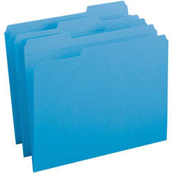 Business Source Folder, 1/3-Cut Tab, 10-1/5 inx12-1/5 inx3-2/5 in , 100/BX, Blue