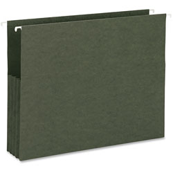 Business Source Hanging File Pockets, 3.5 in Exp, Ltr, 10/BX, Green