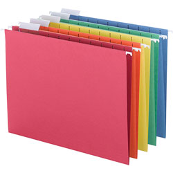 Business Source Hanging Folders, 1/5 Tab Cut, Letter, 25/BX, Assorted
