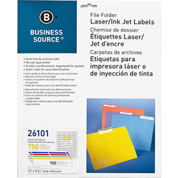 Business Source Label, File Folder, Laser/Inkjet, Assorted