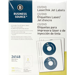 Business Source Label, CD/DVID, Laser/Inkjet, White