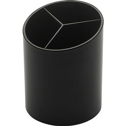 Business Source Large Pencil Cup, 3 Compartments, 3 inx3 inx4-1/8 in, Black