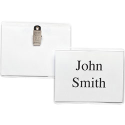Business Source Name Badge Kit,Top-Loading,w/Clip,3 inx4 in,50/BX,Clear
