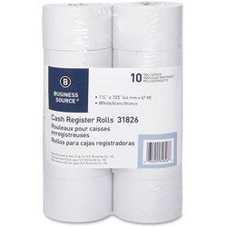 Business Source Paper Roll, Single Ply, Bond, 44MMX155', 10/PK, White