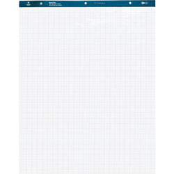 Business Source Quad Easel Pad, 27 in x 34 in, 50 Sheets, 1 in Quad, White