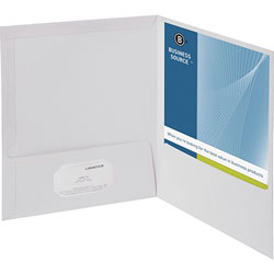 Business Source Report Covers With Business Card Holder, White