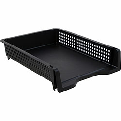 Business Source Stackable Letter Tray, Stackable, Front Loading, Black, Plastic