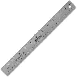 Business Source Stainless Steel Ruler, 12 in L, Nonksid, Silver