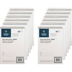 Business Source Steno Notebook, Gregg Ruled, 6 inx9 in, 60 Sheets, 12/PK, White Paper