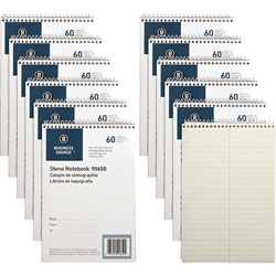Business Source Steno Notebooks, Gregg Ruled, 60 Sheets, 6 in x 9 in, 12/PK, Green