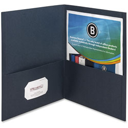 Business Source Two Pocket Pocket Folder, Blue, Pack of 25