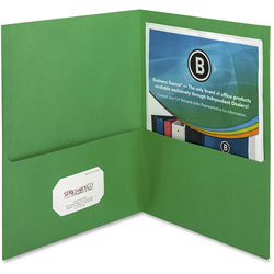 Business Source Two Pocket Pocket Folder, Green, Pack of 25