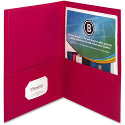 Business Source Two Pocket Pocket Folder, Red, Pack of 25