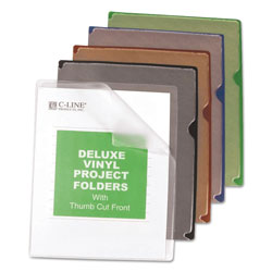 C-Line Deluxe Vinyl Project Folders, Letter Size, Assorted Colors, 35/Box