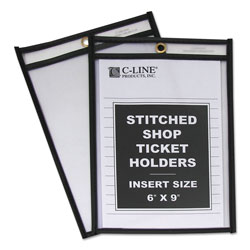 C-Line Shop Ticket Holders, Stitched, Both Sides Clear, 50 Sheets, 6 x 9, 25/Box