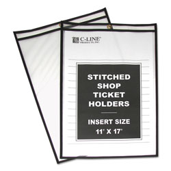 C-Line Shop Ticket Holders, Stitched, Both Sides Clear, 75 in, 11 x 17, 25/Box