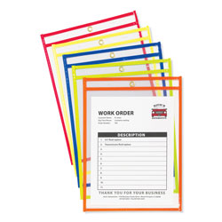 C-Line Stitched Shop Ticket Holders, Neon, Assorted 5 Colors, 75 in, 9 x 12, 10/Pack